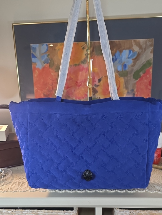 Kurt Geiger Handbags - Kurt Geiger Blue Quilted Leather Suede Tote Bag Double Handle Shoulder Bag Soft